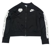 Čierna športová prepínaci crop mikina s potlačou Nike
