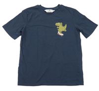 Tmavomodré tričko s dinosaurem H&M