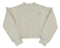 Biela prešívaná crop mikina so srdiečkom River Island