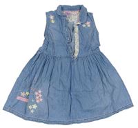 Modré rifľové šaty s kvietkami F&F