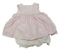 Svetloružová -biele kockované plátenné šaty so všitými kraťasy Mothercare