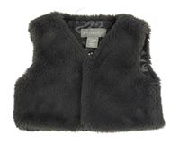 Tmavošedá kožešinová crop vesta Primark 