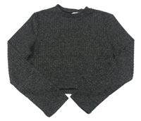 Tmavosivý rebrovaný crop sveter Primark