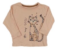 Svetloružové tričko s jaguárem Little Kids