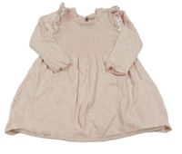 Svetloružové svetrové šaty s volánikmi Matalan