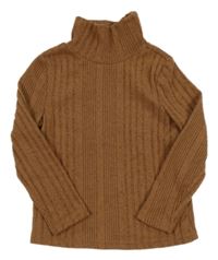 Hnedý rebrovaný sveter s rolákom Shein