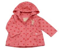 Růžová šusťáková jarní bunda s puntíky s kapucí LC Waikiki