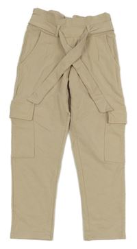 Pudrové cargo teplákové kalhoty s páskem DopoDopo 