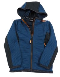 Petrolejovo-antracitová žebrovaná funkční sportovní propínací mikina s kapucí CMP