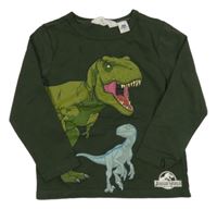 Tmavoolivové triko Jurský Svět H&M