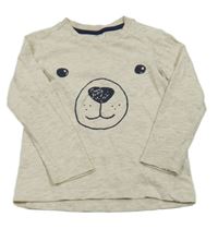 Béžové melírované tričko s medvedíkom H&M