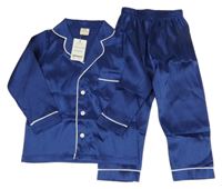 Nové - Tmavomodré saténové pyžamo s proužky Kids Tales