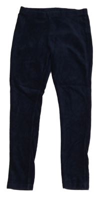 Tmavomodré zamatové rebrované legíny F&F