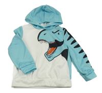 Bielo-svetlomodrá mikina s dinosurem a kapucňou Shein
