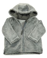 Sivá plyšová prepínaci mikina s kapucňou Nutmeg