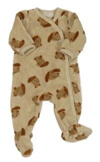 Béžový chlupatý overal s pejsky 