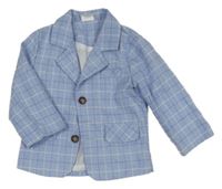 Světlemodro-bílé kostkované společenské sako 