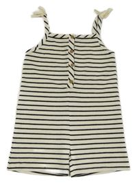 Smetanovo-černý pruhovaný kraťasový overal F&F