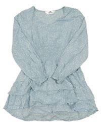 Svetlomodré kvietkovane šaty s volánikmi H&M