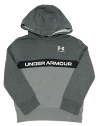Šedá sportovní funkční mikina s logem a kapucí Under Armour