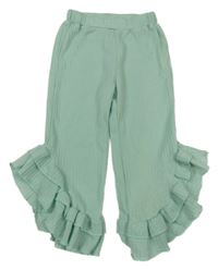 Svetlozelené vzorované culottes nohavice s volánikmi Shein