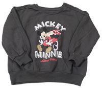 Tmavosivá oversize mikina s Mickeym a Minnie Primark