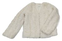 Smetanová kožešinová podšitá crop bunda H&M