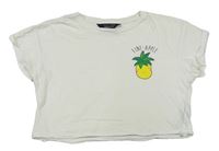 Biele crop tričko s ananasom a nápisom New Look