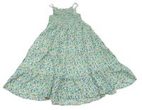 Bielo-farebné bodkovaná é vzorované letné šaty Mothercare