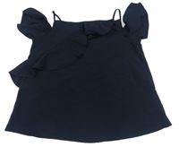 Černá crop halenka s volánkem a volnými rameny PRIMARK