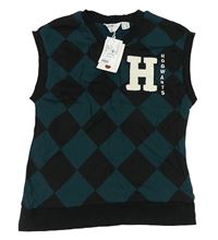 Čierno-tmavozelená károvaná tepláková vesta s písmenkem - Harry Potter H&M