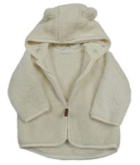 Smotanová chlpatá bunda s kapucňou s uškami H&M
