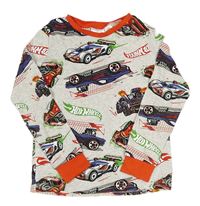 Světlešedo-červené melírované pyžamové triko s auty - Hot Wheels H&M