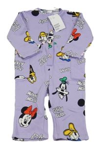 Nové - fialová cargo tepláková kombinéza s Minnie a Mickey s kamarády H&M