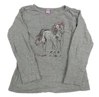 Sivé melírované tričko s koníkem dopodopo