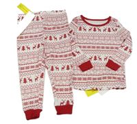 Nové - bílo-červené vzorované pyžamo s vánočním motivem SHEIN