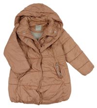 Skořicový prešívaný šušťákový zimný kabát s kapucňou zn. Next