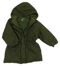 Tmavokhaki šusťáková zimní parka s kapucí Benetton