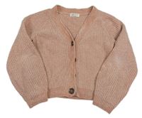 Světleskořicový melírovaný žinylkový prepínaci crop sveter H&M