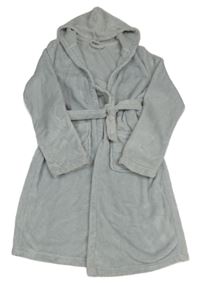 Svetlosivý plyšový župan s kapucňou DESTINATION