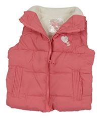 Ružová prešívaná šušťáková zateplená vesta so srdiečkami YD