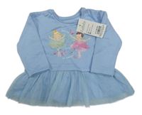 Nové - svetlomodré teplákovo/tylové šaty s baletkami Peacocks