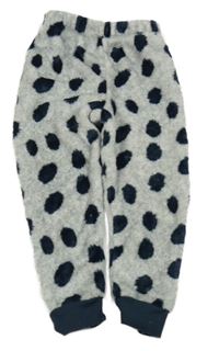 Šedo-bílo-tmavomodré vzorované plyšové pyžamové kalhoty PEP&CO,