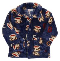 Tmavomodrý plyšový pyžamový kabátek s opičkami - Paul Frank