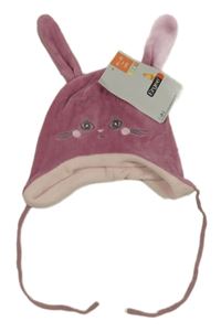 Nové - staroružová plyšová zavazovací čepice - zajačik Ergee
