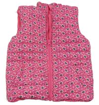 Tmavorůžová prošívaná šusťáková zateplená vesta s motýlky Du PareiL