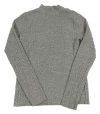 Sivý melírovaný rebrovaný úpletový rolák C&A