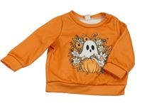 Oranžová tepláková mikina s duchem a tekvicou