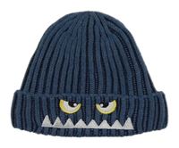 Modro-tmavomodrá melírovaná žebrovaná čepice s příšerkou PRIMARK