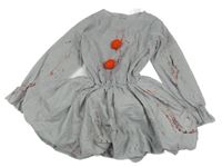 Kostým - Světlešedé balonové šaty s bambulemi a skvrnami a od barev